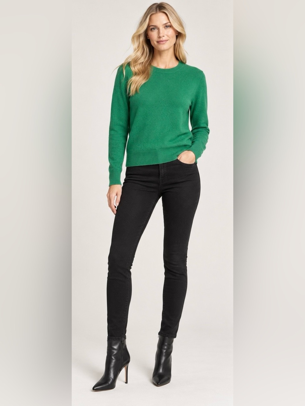 NWOT- Vince 100% Cashmere Crew Neck Sweater Emerald Green Size XL
